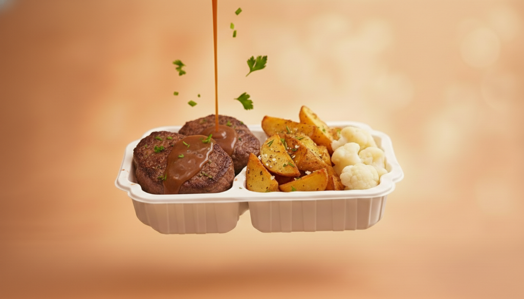 biff á la lindström med ugnsstekt klyftpotatis, brunsås och blomkål